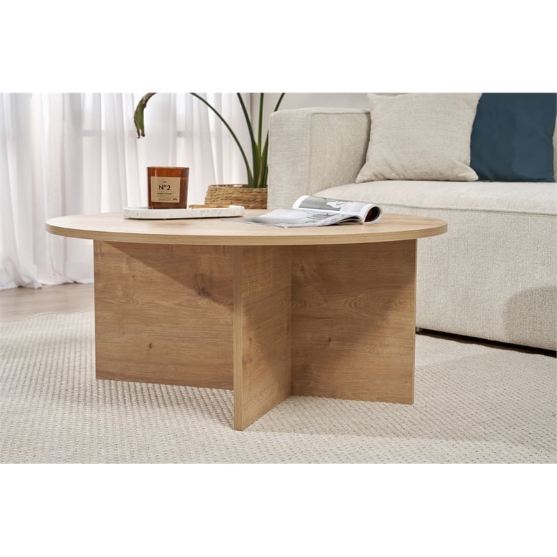 Maklaine Square Coffee Table with Sturdy Build in Sapphire Oak