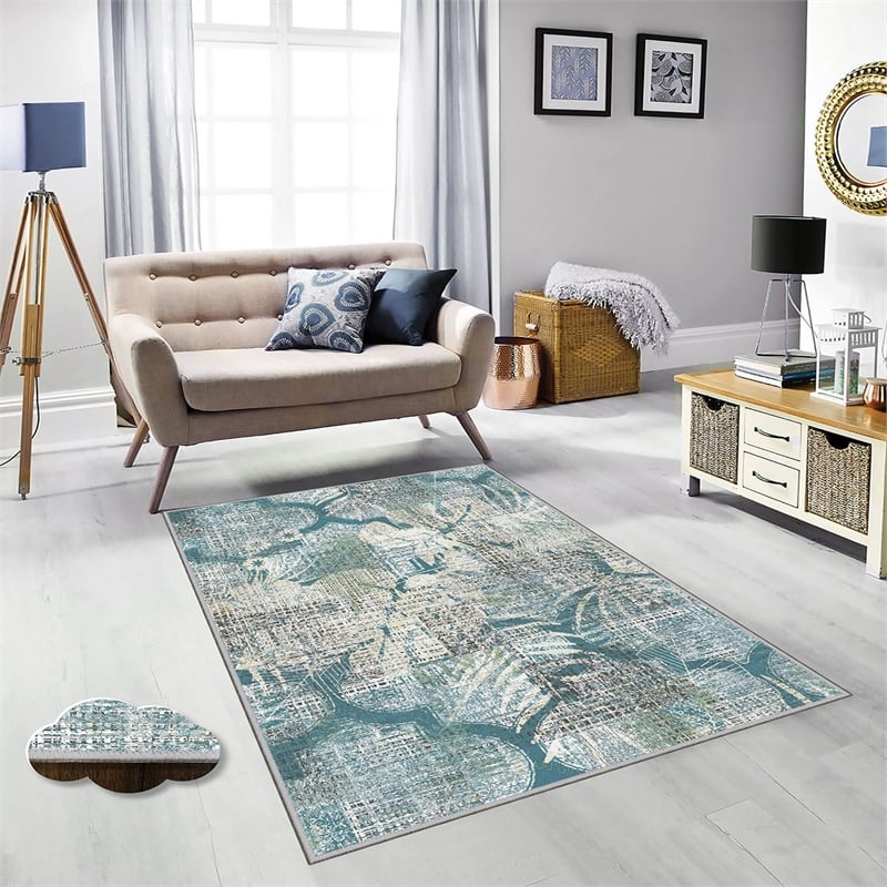 Maklaine 3D Printed Non-Slip Area Carpet 80 x 120 in Multi-Color