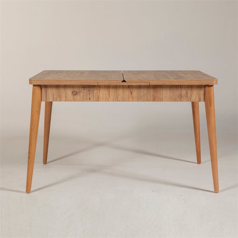 Maklaine Extendable Dining Table with Hornbeam Legs in Atlantic Pine