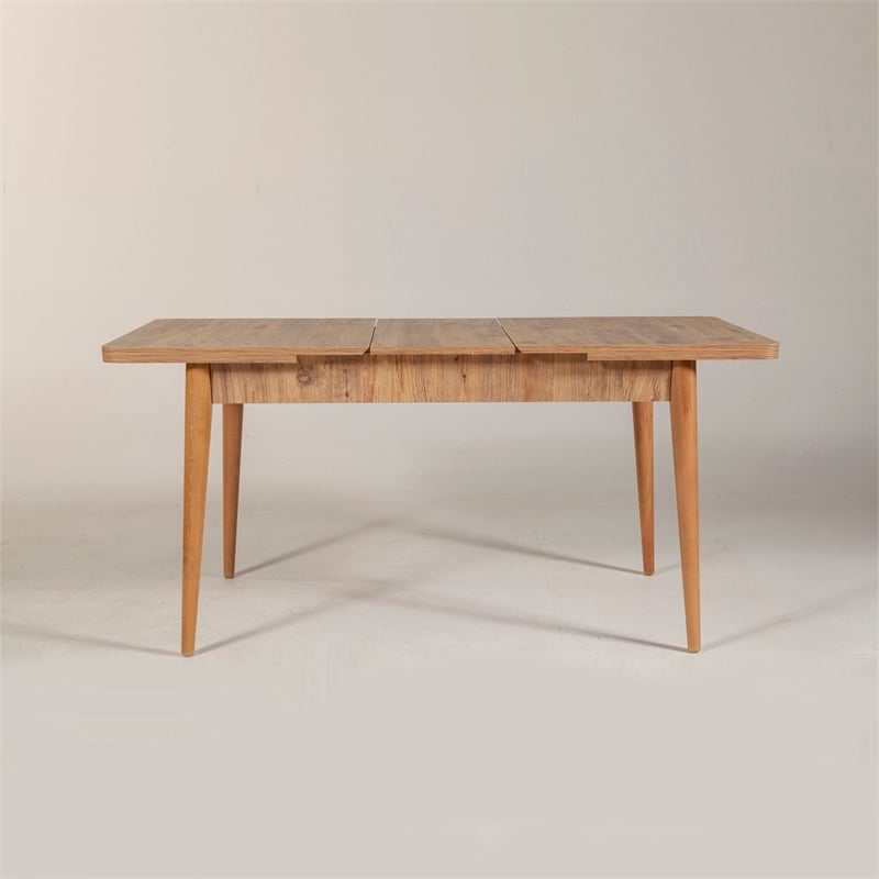Maklaine Extendable Dining Table with Hornbeam Legs in Atlantic Pine