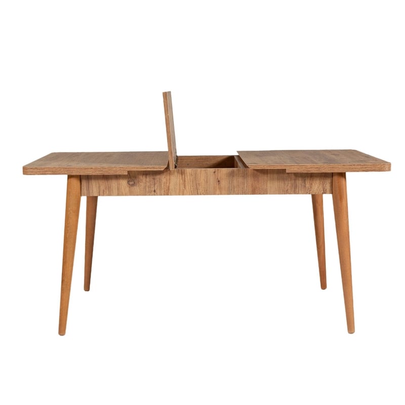 Maklaine Extendable Dining Table with Hornbeam Legs in Atlantic Pine