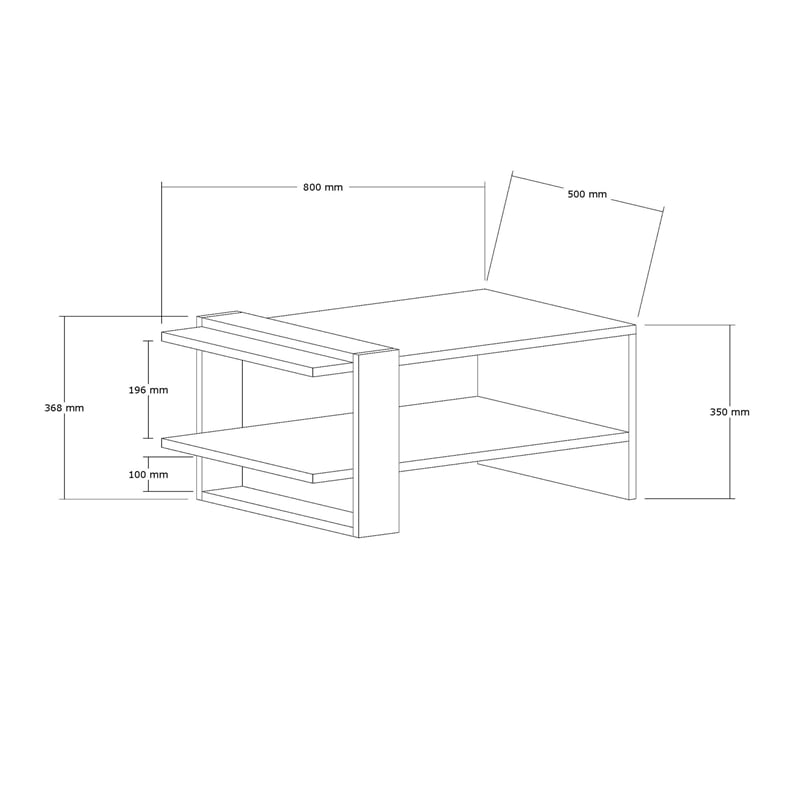 Maklaine 2-Tier Coffee Table with Storage in Anthracite and White