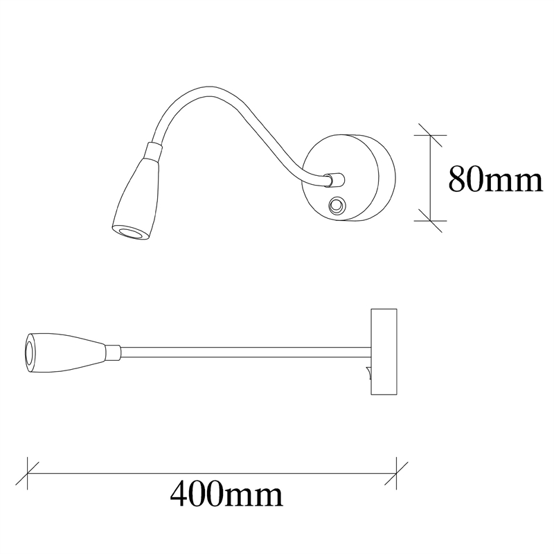 Maklaine Adjustable Vintage Metal Reading Wall Lamp in Brass