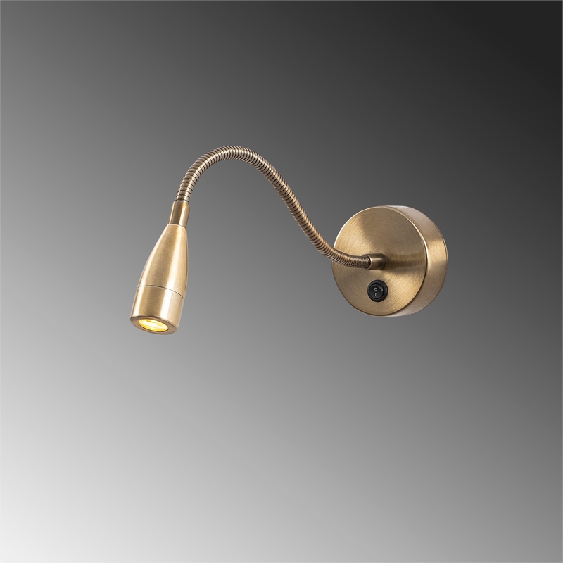 Maklaine Adjustable Vintage Metal Reading Wall Lamp in Brass
