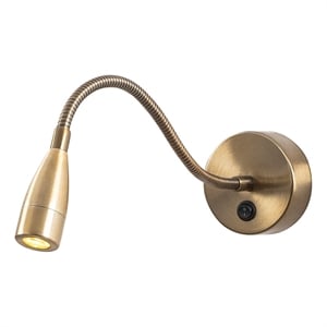 Maklaine Adjustable Vintage Metal Reading Wall Lamp in Brass