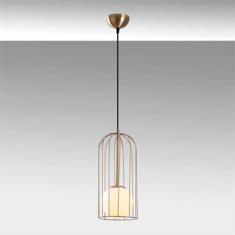 Maklaine Adjustable Vintage Chandelier with E27 in Brass and White