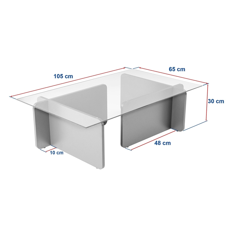 Maklaine Modern Coffee Table with Tempered Glass Top in Honey Oak