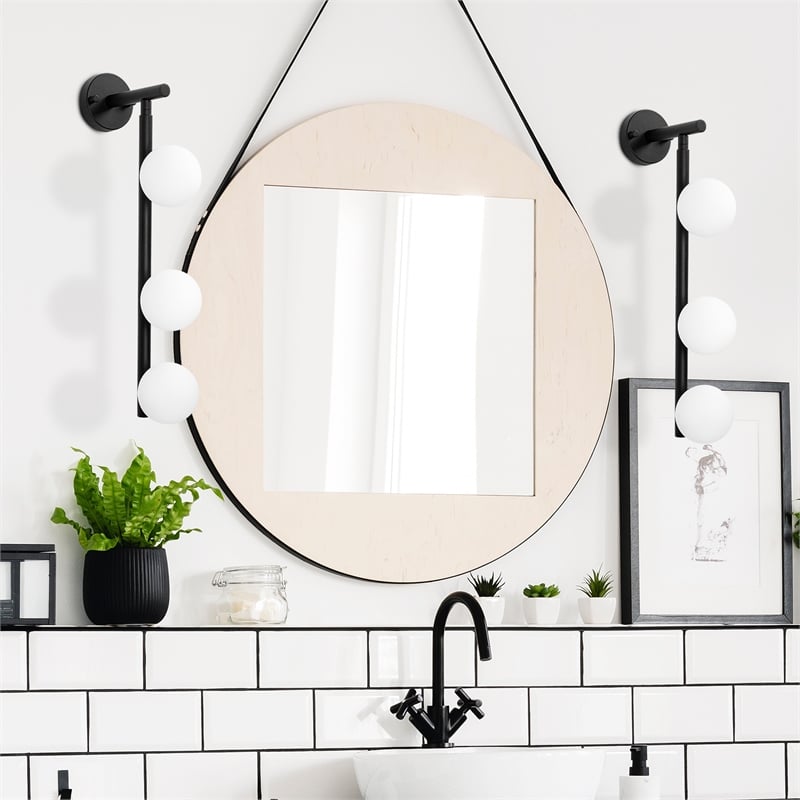 Maklaine Modern Metal Wall Lamp with Glass Cap in Black and White