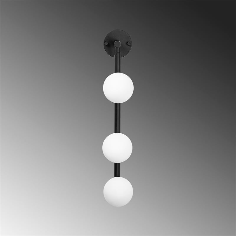 Maklaine Modern Metal Wall Lamp with Glass Cap in Black and White