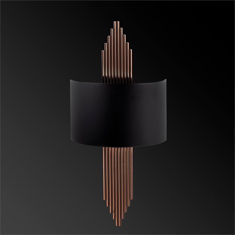Maklaine Modern Metal Wall Lamp with E27 Socket in Black and Copper