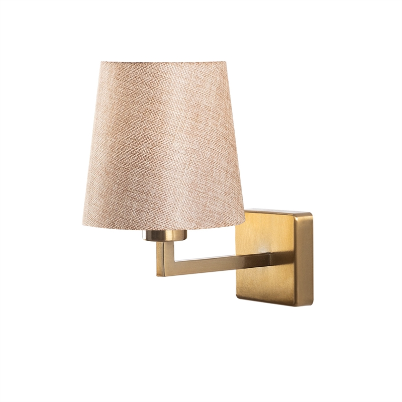 Maklaine Modern Metal Wall Lamp with Fabric Cap in Gold and Cream