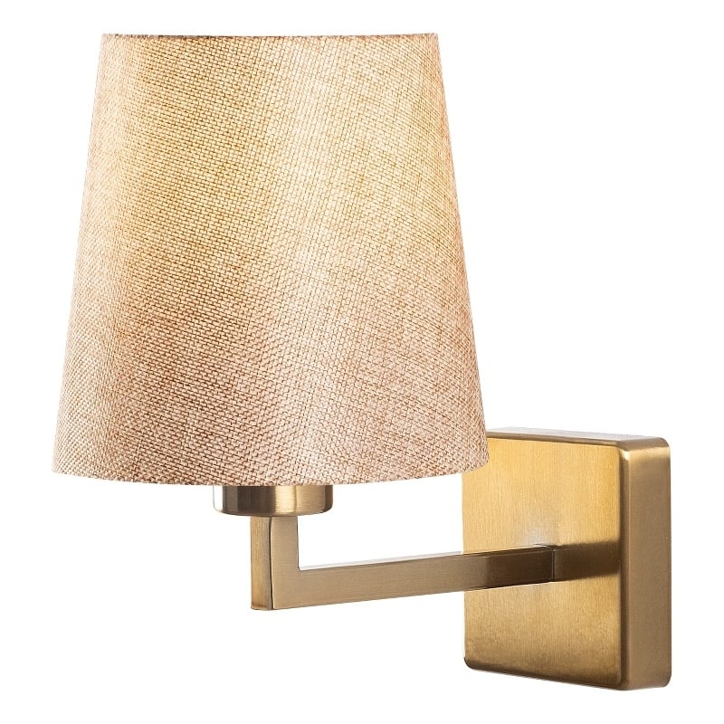 Maklaine Modern Metal Wall Lamp with Fabric Cap in Gold and Cream