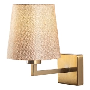 Maklaine Modern Metal Wall Lamp with Fabric Cap in Gold and Cream