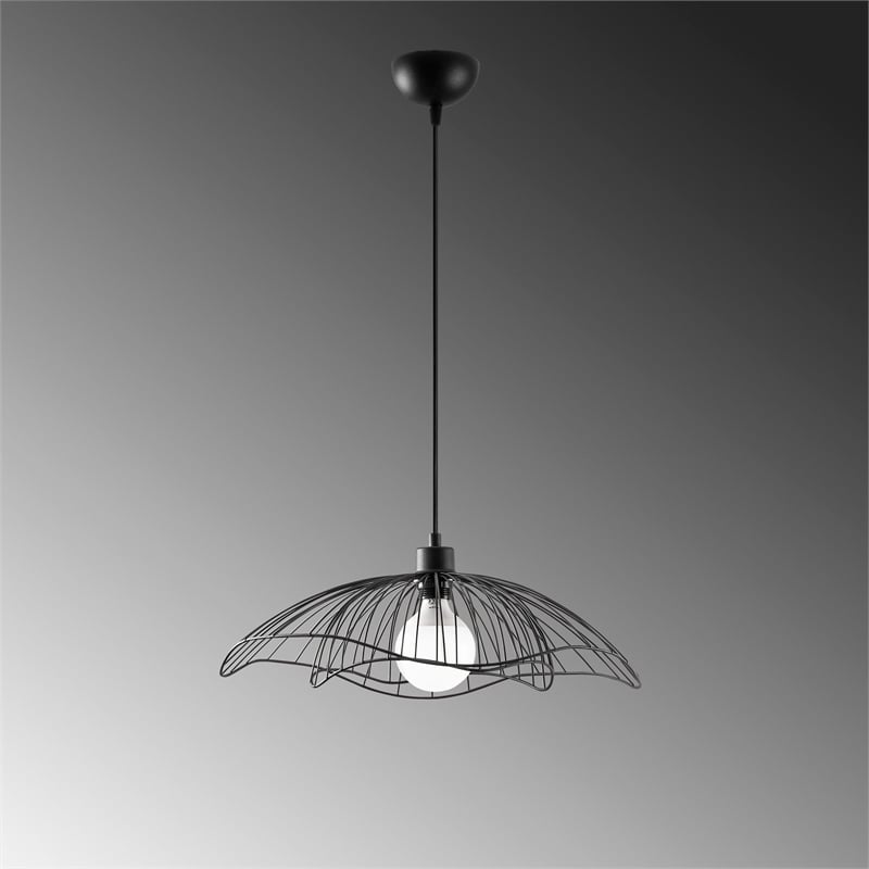 Maklaine Adjustable Industrial Metal Chandelier with E27 in Black