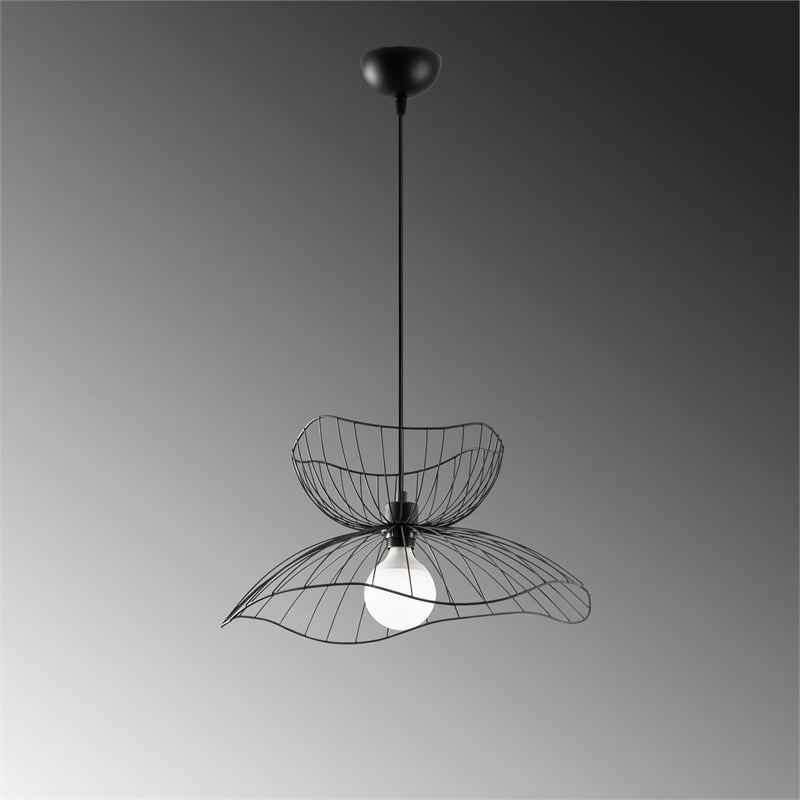 Maklaine Adjustable Industrial Metal Chandelier with E27 in Black