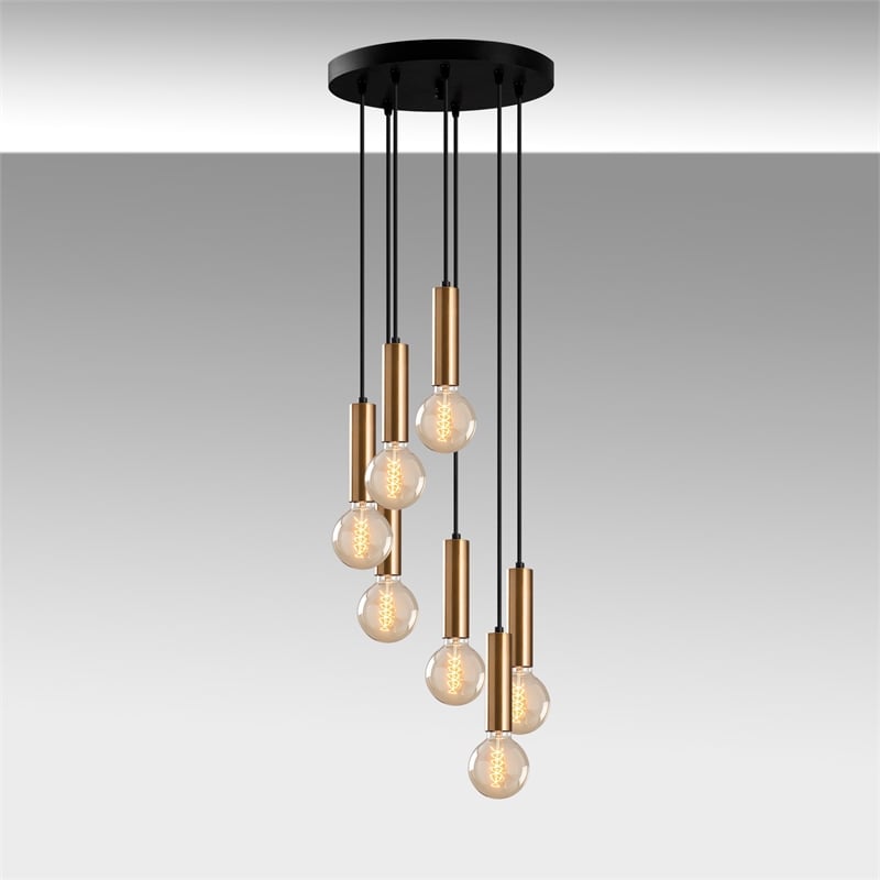 Maklaine Adjustable Timeless Vintage Metal Chandelier in Brass