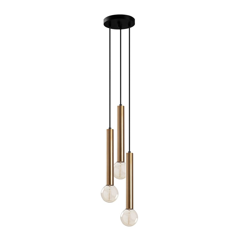 Maklaine Adjustable Vintage Metal Chandelier with 3 E27 in Brass