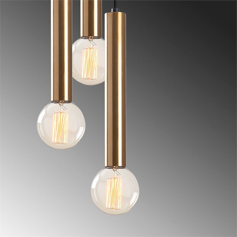Maklaine Adjustable Vintage Metal Chandelier with 3 E27 in Brass