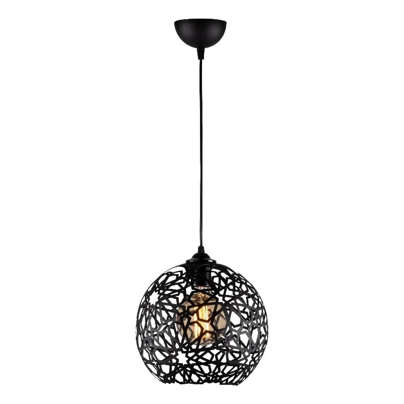 Maklaine Adjustable Iron Chandelier with E27 Socket in Black