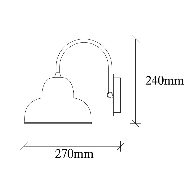 Maklaine Glam Scandinavian Metal Wall Lamp with E27 Socket in Gold