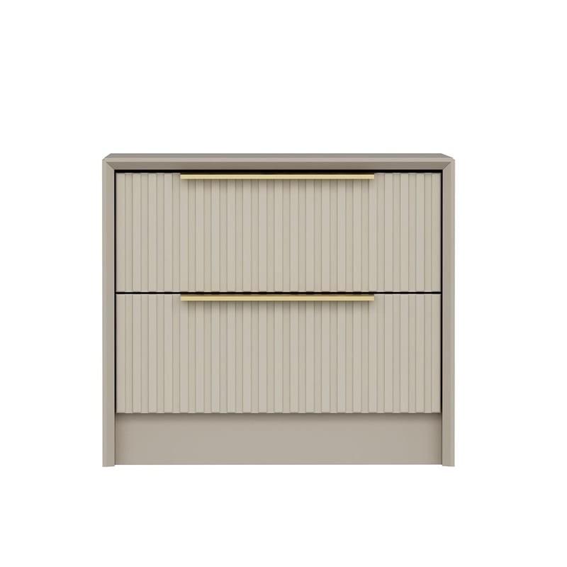 Maklaine Modern Nightstand with Ample Shelf Storage in Stone