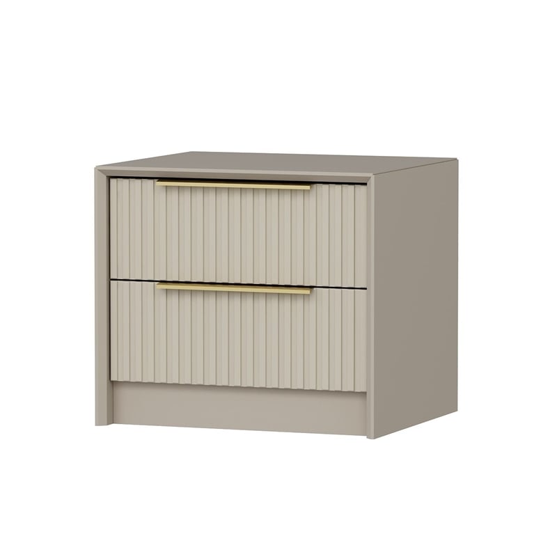 Maklaine Modern Nightstand with Ample Shelf Storage in Stone