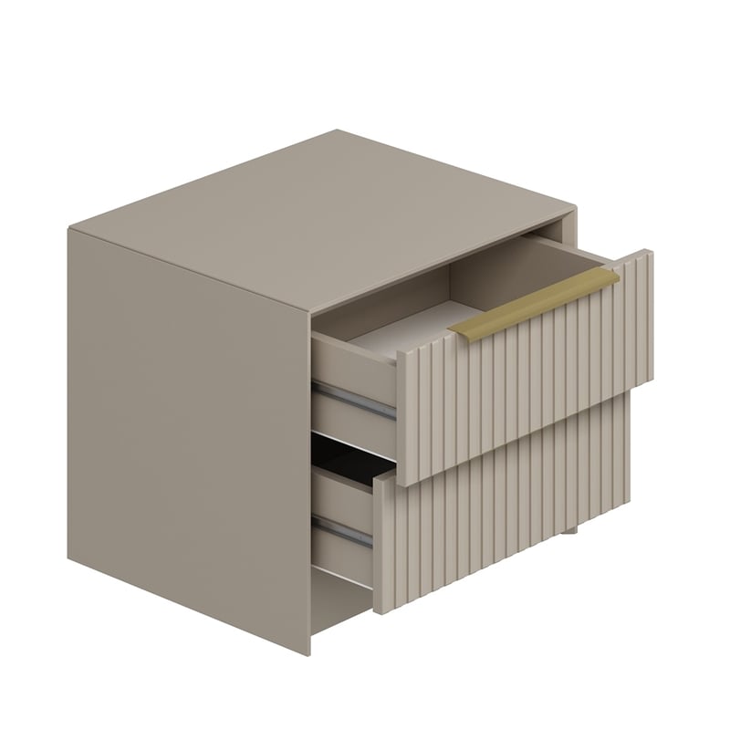 Maklaine Modern Nightstand with Ample Shelf Storage in Stone