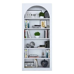 Maklaine Tall Modern Bookshelf with Numerous Shelves in White