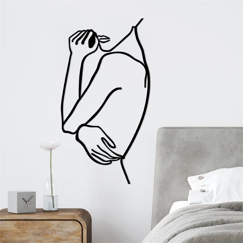 Maklaine 27.56 in Woman Decorative Metal Wall Accessory in Black