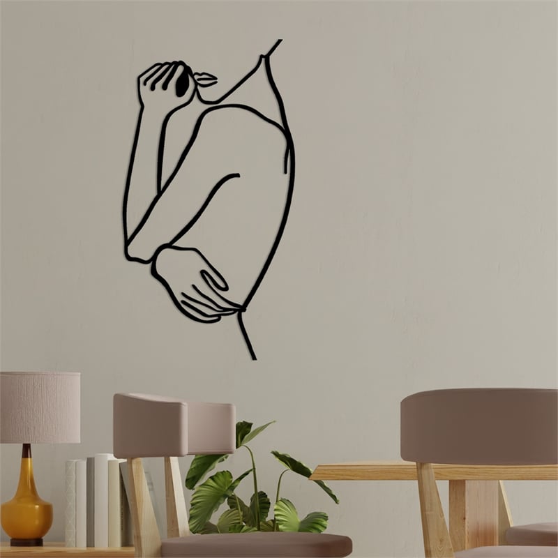 Maklaine 27.56 in Woman Decorative Metal Wall Accessory in Black