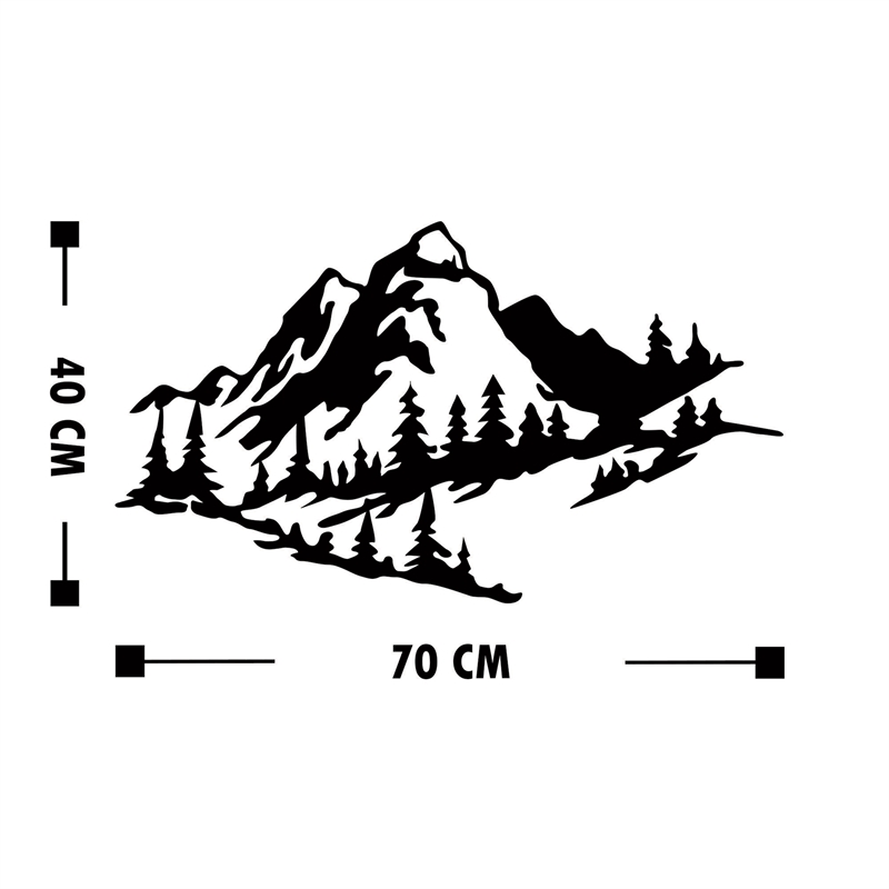 Maklaine 40 x 27.56 in Mountain Metal Wall Accessory in Black