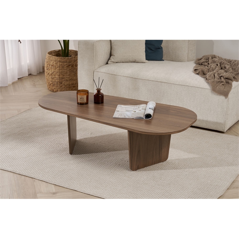 Maklaine Rectangular Coffee Table with Sturdy Build in Venezia Walnut