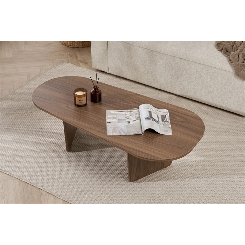Maklaine Rectangular Coffee Table with Sturdy Build in Venezia Walnut