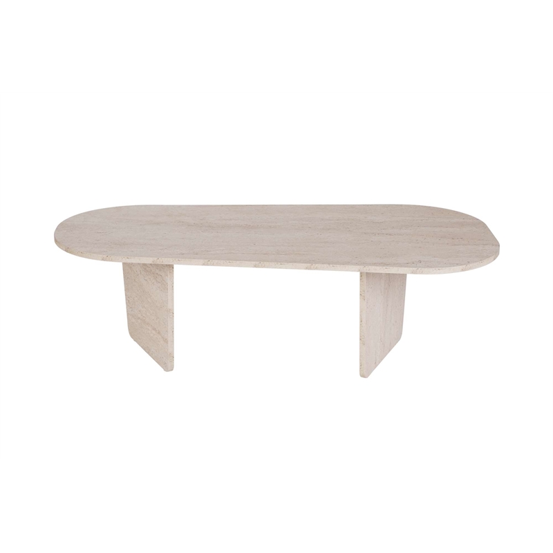 Maklaine Rectangular Coffee Table with Sturdy Build in Travertine