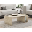 Maklaine Modern Coffee Table with Lower Storage Shelf in Travertine