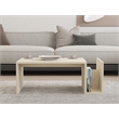 Maklaine Modern Coffee Table with Lower Storage Shelf in Travertine