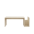 Maklaine Modern Coffee Table with Lower Storage Shelf in Travertine