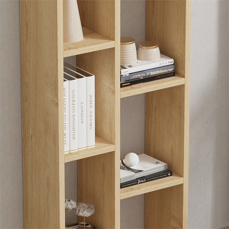 Maklaine Tall Bookshelf with Numerous Shelves in Sapphire Oak