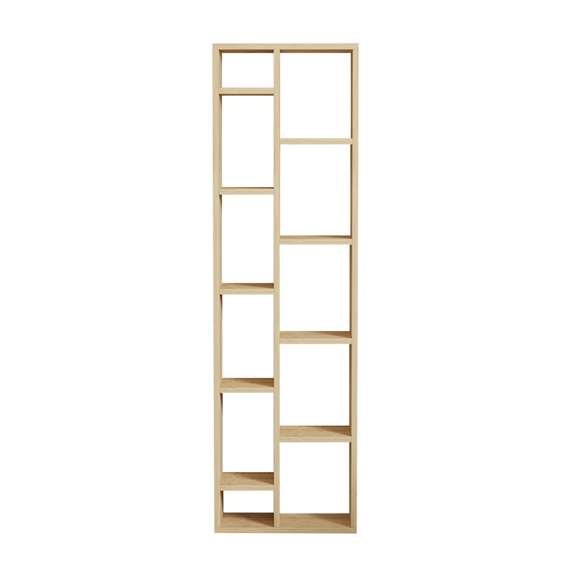 Maklaine Tall Bookshelf with Numerous Shelves in Sapphire Oak