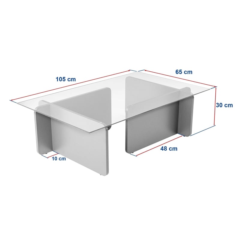 Maklaine Coffee Table with Tempered Glass Top in Atlantic Pine