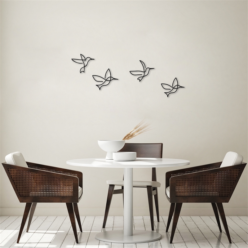 Maklaine Multi-Piece Birds Decorative Metal Wall Accessory in Black