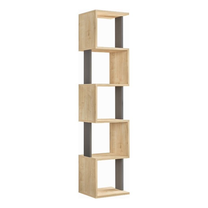 Maklaine Scandinavian Bookshelf in Sonoma Oak and Anthracite