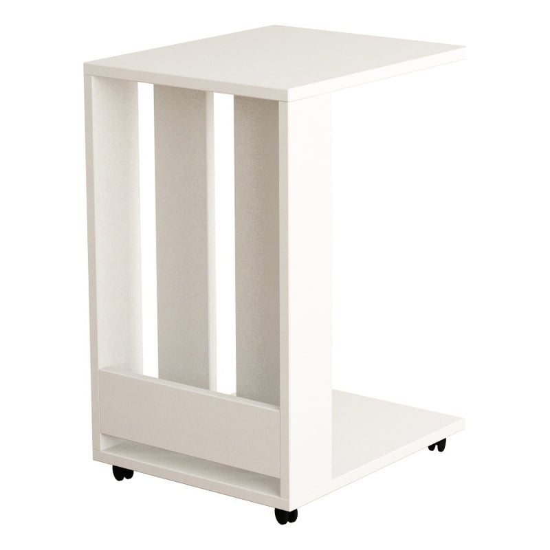 Maklaine Scandinavian Side Table with Sleek Modern Design in White