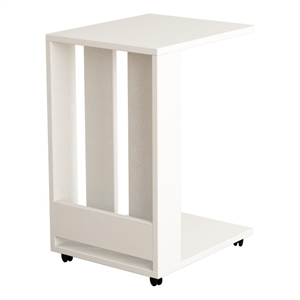 Maklaine Scandinavian Side Table with Sleek Modern Design in White
