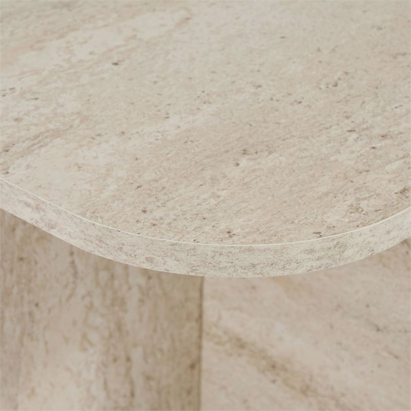 Maklaine Modern Coffee Table with Sturdy Build in Travertine