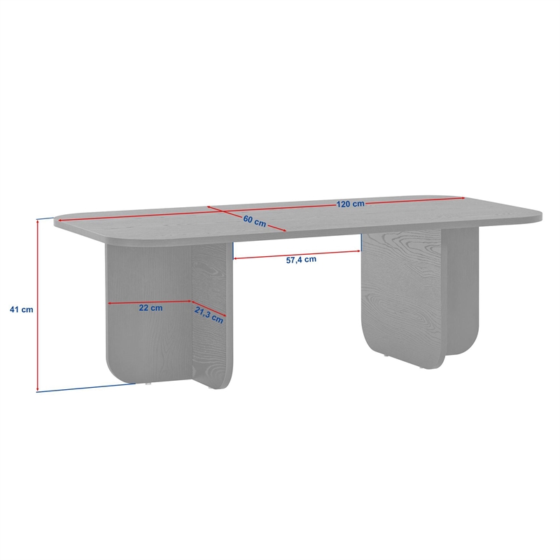 Maklaine Modern Coffee Table with Sturdy Build in Travertine