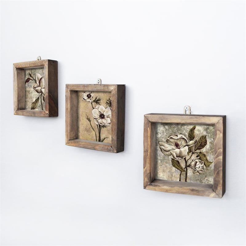 Maklaine Decorative Framed MDF Painting Set of 3 in Multi-Color