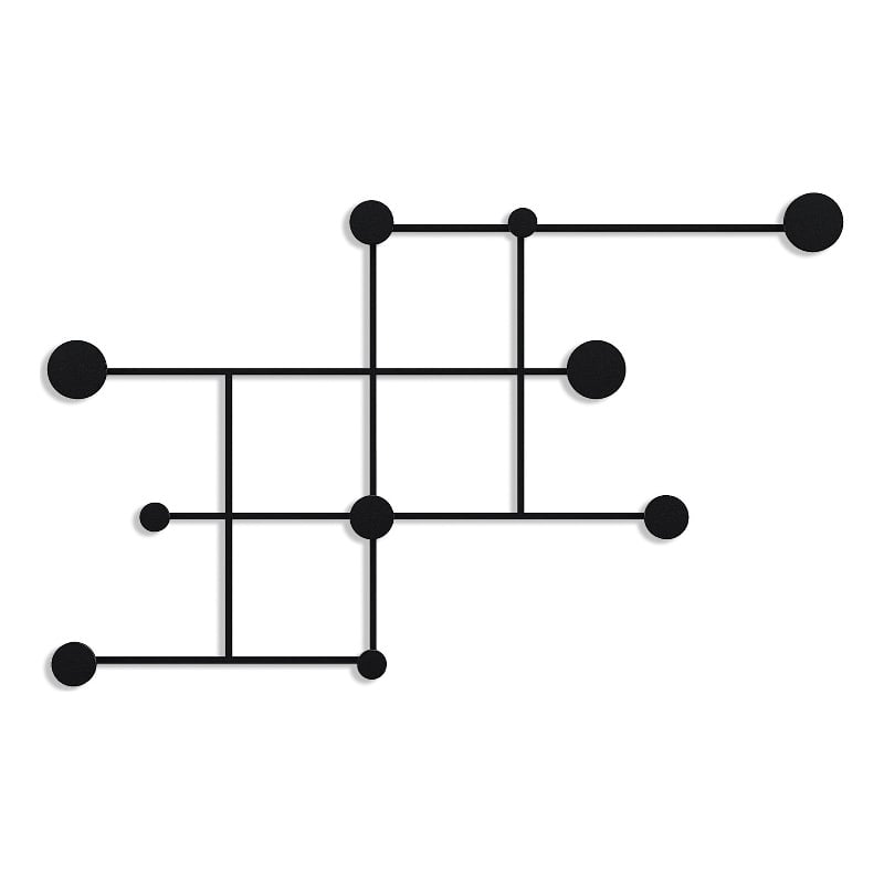 Maklaine Durable Metal Wall Hook Rail for Coats and Bags in Black
