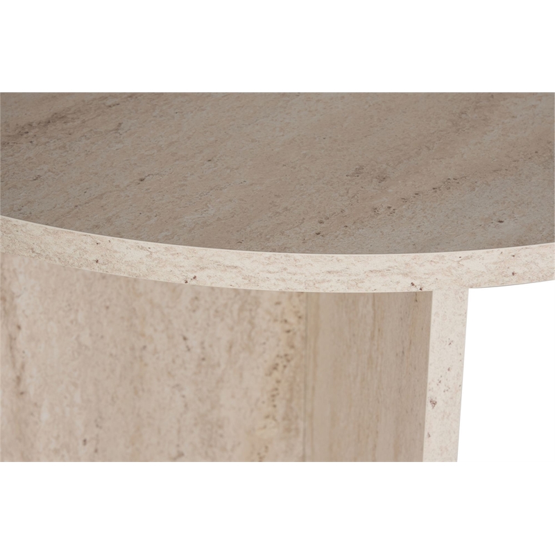Maklaine Rectangular Dining Table with Marble Look in Travertine