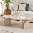 Maklaine Rectangular Coffee Table with Sturdy Build in Travertine